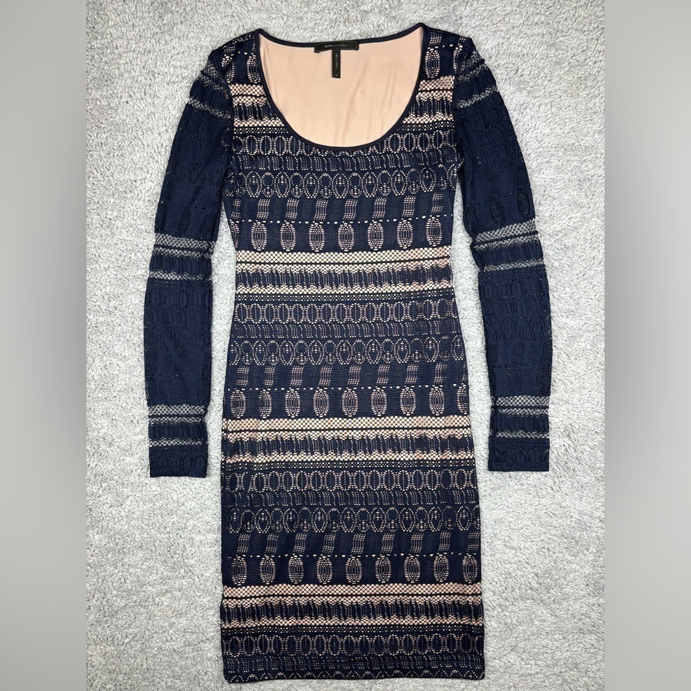 BCBGMaxazria Dress Womens Extra Small Crochet Sheath Bodycon Sexy Night Out